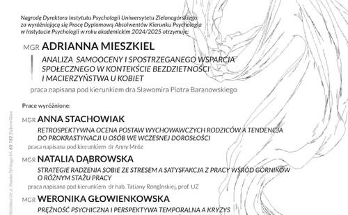 Wręczenie Nagrody Dyrektora Instytutu Psychologii za najlepszą pracę dyplomową w roku akademickim 2024/2025