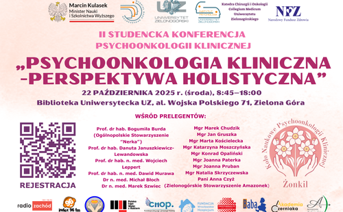 Zaproszenie na II Studencką Konferencję Psychoonkologii Klinicznej "Psychoonkologia kliniczna - Perspektywa Holistyczna"